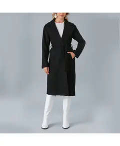 Classic Coat with Belt and Drop Shoulder - Women's Wear - Turkey Fashion