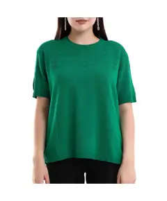 Short Sleeve Knit With Collar Motif - Women's Wear - 70% Cotton & 30% Polyester