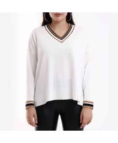 Long Sleeve Tricot Sweater - Women's Wear - 70% Cotton & 30% Polyester