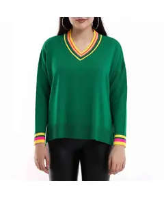 Long Sleeve Tricot Sweater - Women's Wear - 70% Cotton & 30% Polyester