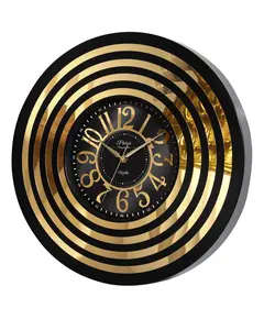 Revello Saat - Modern Wall Clock - Black & Gold - Round Design