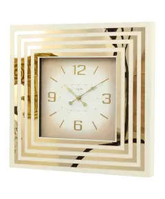 Revello Saat - Modern Wall Clock - Gold & Cream - Square Design