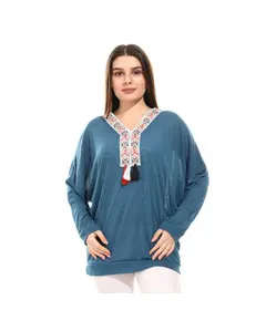 Knitted Arabian Style Applique Sweatshirt - Women's Wear