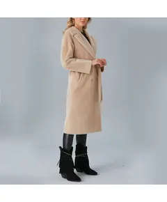 معطف بياقة وأزرار أمامية وحزام - ملابس نسائية - الموضة التركية - Vista - تجارة هب