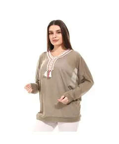 Knitted Arabian Style Applique Sweatshirt - Women's Wear