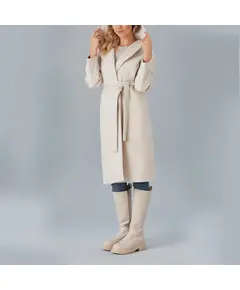 Coat with Fixed Hooded and Set Belt - Women's Wear - Turkey Fashion