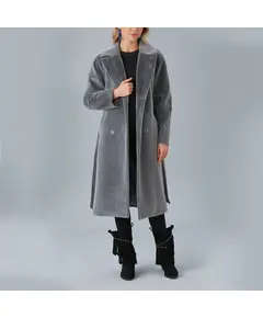 Collared Coat with Button Front and Belt - Women's Wear - Turkey Fashion