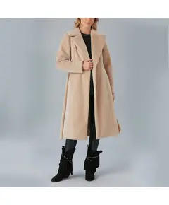 Coat with Belt and Drop Shoulder - Women's Wear - Turkey Fashion