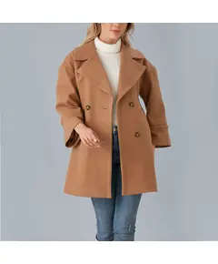 Coat with Short Collar Buttoned - Women's Wear - Turkey Fashion