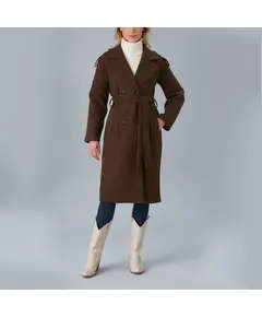 Coat with Shoulder Detail and Belt - Women's Wear - Turkey Fashion