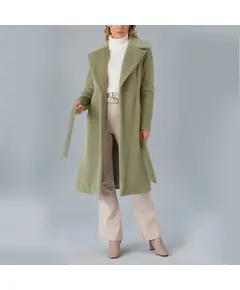 Coat with Belt and Drop Shoulder - Women's Wear - Turkey Fashion