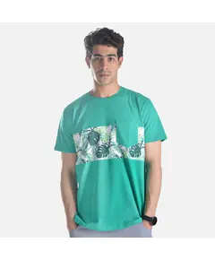 Short Sleeved Pocketed T-shirt (Palm Leaves) - Men's Wear - Cotton