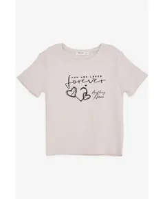 Text Design Casual T-Shirt - Girls' Wear - Cotton