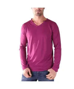 Long Sleeves V-Neck T-Shirt - Men's Wear - Mixed Poly-cotton