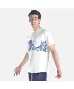 Short Sleeved Pocketed T-shirt (Palm Leaves) - Men's Wear - Cotton