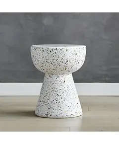 Terrazzo Side Table - Wholesale Versatile Indoor/Outdoor Furniture Piece in White Polyester Stone - Tijarahub