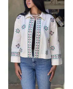 High Quality Beige Embroidered Jacket - Wholesale - Women's Clothes - Cotton - Modern Style - Tijarahub