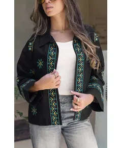 Stylsih Black Embroidered Jacket - Wholesale - Women's Clothes - Cotton - New Style - Tijarahub