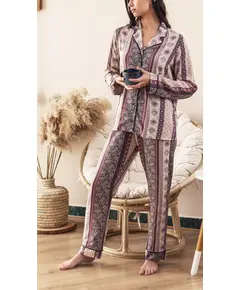 Purple Buttoned Pajama - Wholesale - Loungewear For Women - Cotton - Stylish - Tijarahub