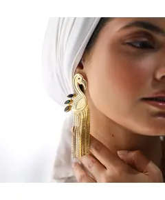 Flamingo Earrings - Handmade Jewelry - B2B - Plated Egyptian Gold 18k - Model: Y.BB 0033 - Tijarahub