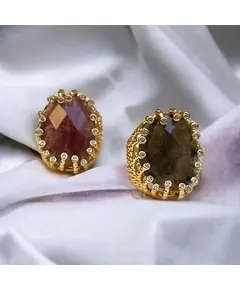 Yomn Jewellery - Rings - B2B - Fashioned from Cut Brass - Gold 18k and Gemstones - Tijarahub