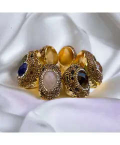 Yomn Jewellery - Rings - Bulk - Artisanal Cut Brass - Gold 18k  and Gemstones - Tijarahub