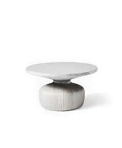 Durable Grey D Table - Handcrafted Polyester Stone Furniture - 75 x 50 cm - Shaheen Farouk Designs​ - TijaraHub