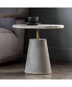 Terrazzo Top Furniture - Grey Polyester Stone Table - 90 x 90 cm - Shaheen Farouk Designs​ - tijarahub