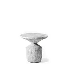 Durable Grey D Table - Handcrafted Polyester Stone Furniture - 50 x 70 cm - Shaheen Farouk Designs​ - TijaraHub