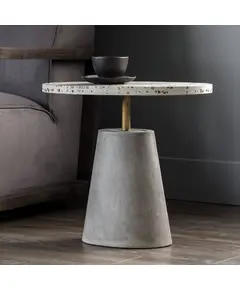 Terrazzo Top Furniture - Grey Polyester Stone Table - 100 x 45 cm - Shaheen Farouk Designs​ - tijarahub