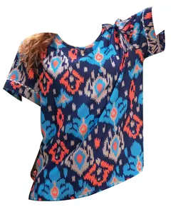 Stylish Blue Printed Top - Wholesale Clothes From Egypt - Women's Clothes - High Quality - Tijarahub