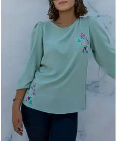 High Quality Mint Casual Embroidered Blouse - Buy in Bulk - Women's Clothes - Stylish - Tijarahub