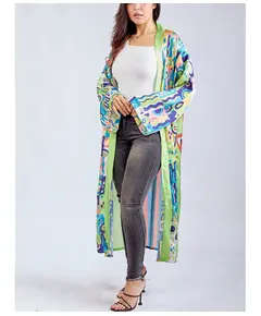 Elegant Jungle Jewels Long Cardigan - Wholesale - Fashion for Women - Crepe - 130 cm - Tijarahub