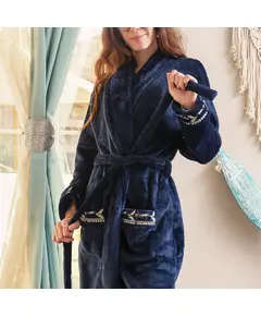 High Quality Dark Blue Robe - Wholesale Clothing - Women's Clothes - Soft Polar Fleece - Comfort - Tijarahub