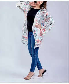 Stylish Painted Beauty Short Cardigan - Wholesale - Fashion for Women - Satin Silk - 85 cm - Tijarahub