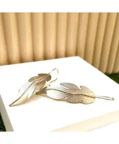 Silver Feather Earrings - Handmade Jewelry - B2B - Plated Egyptian Silver 18k - Model: Y.E 0040 ​- TijaraHub