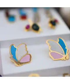 Bold Butterfly Earrings - Handmade Jewelry - B2B - Plated Egyptian Gold 18k - Model: Y.E 0032 - TijaraHub