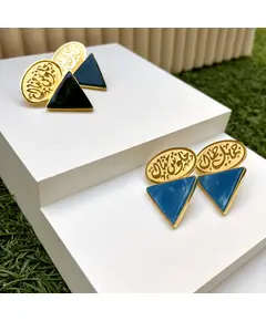 Yomn Jewellery - Earings - B2B Platform - Ornate Geometry - Gold-Embossed Earrings - TijaraHub