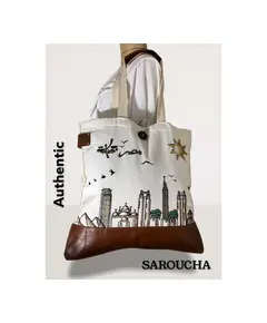 Stylish Hand Painted Tote Bag - Wholesale - Handmade - Cotton - Cairo Skyline - Tijarahub