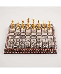 Chess with Metal Pieces 30 x 30 cm - Wholesale - Handmade - Fowacrafts - Tijarahub