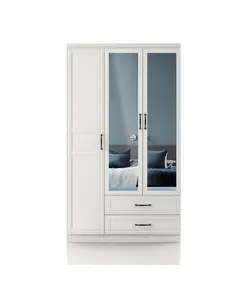 Henna 3 Doors 2 Drawers Wardrobe 50 x 105 x 210 cm - Wholesale - White - Sunroyal Concept TijaraHub