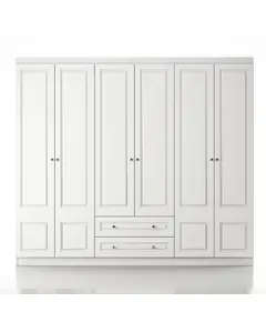 Inci 6 Doors 2 Drawers Wardrobe 50 x 210 x 210 cm - Wholesale - White - Sunroyal Concept TijaraHub