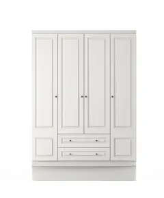 Inci 4 Doors 2 Drawers Wardrobe 50 x 140 x 210 cm - Wholesale - White - Sunroyal Concept TijaraHub