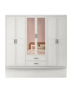 Henna 6 Doors 2 Drawers Wardrobe 50 x 210 x 182 cm - Wholesale - White - Sunroyal Concept TijaraHub