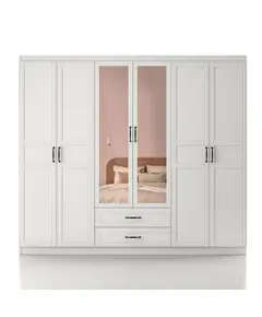Henna 6 Doors 2 Drawers Wardrobe 50 x 210 x 210 cm - Wholesale - White - Sunroyal Concept TijaraHub