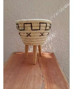 African Wicker Basket with Wooden Legs 50 x 20 cm - Wholesale - Handmade - Bazaar Misr - Tijarahub