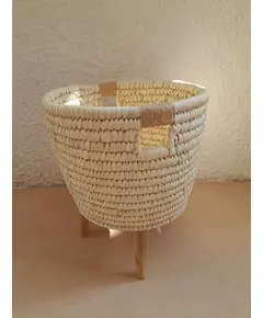 Wicker Basket with Wooden Legs and Jute Handles 30 x 30 cm - B2B - Handmade - Bazaar Misr - Tijarahub