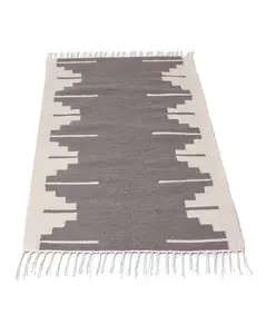 Grey and White Handloomed Kilim Rug 140 x 70 cm - B2B - Handmade - Bazaar Misr - Tijarahub