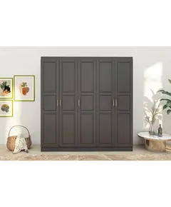 Bahar Anthracite 5 Doors Wardrobe 50 x 175 x 210 cm - Wholesale - Black - Sunroyal Concept TijaraHub