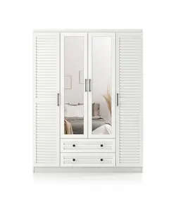 Nil 4 Doors 2 Drawers Wardrobe 50 x 140 x 182 cm - Wholesale - White - Sunroyal Concept TijaraHub